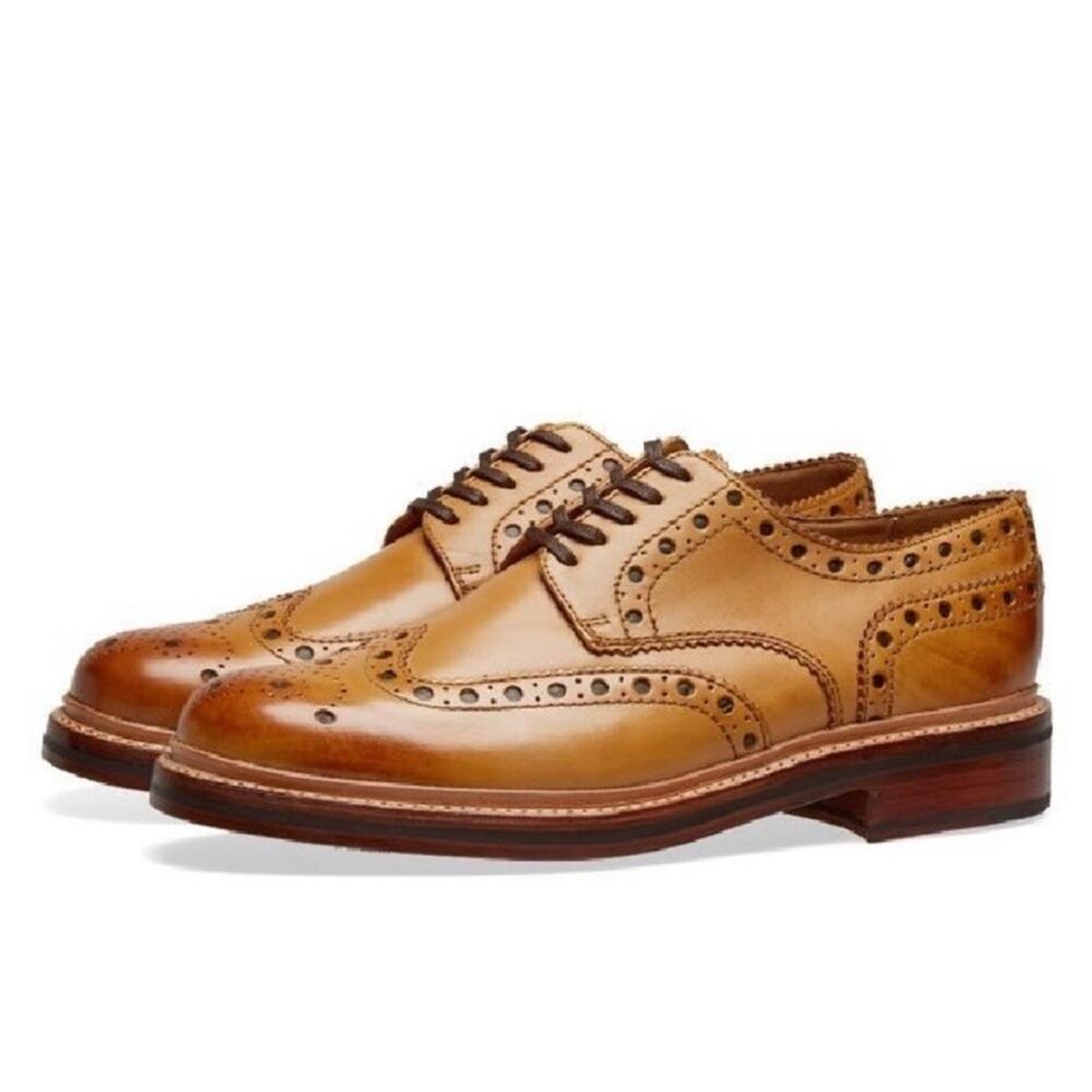 GRENSON Archie Triple Welt Men’s Dress Shoe in Cognac Size